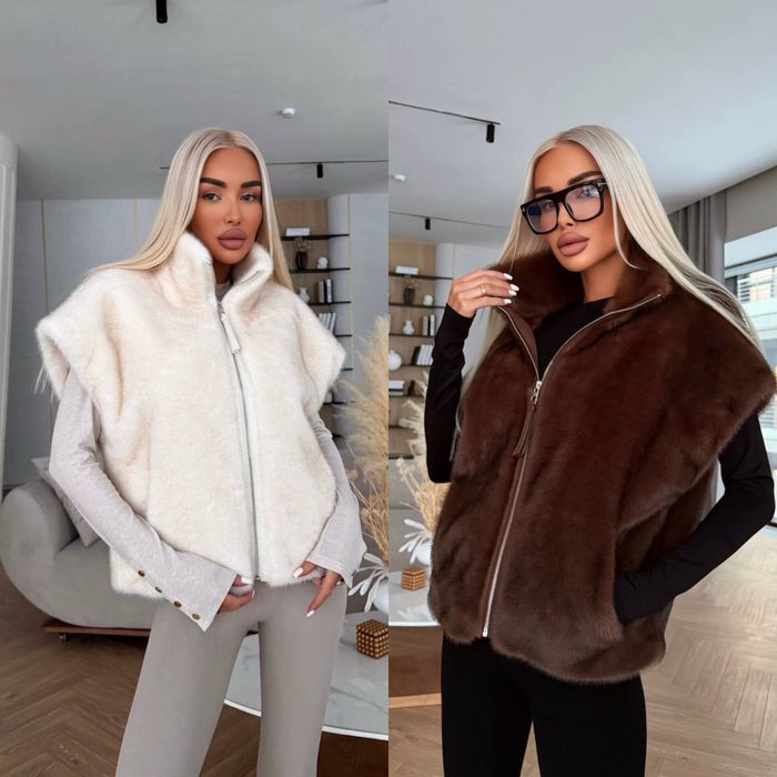 Стильна хутряна жіноча жилетка весняна