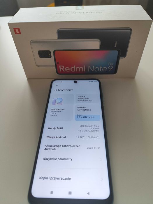 Xiaomi Redmi Note 9 Pro 6 GB / 64 GB 4G (LTE) zielony - stan idealny