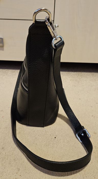 Ryłko torebka czarna listonoszka 100% skóra naturalna