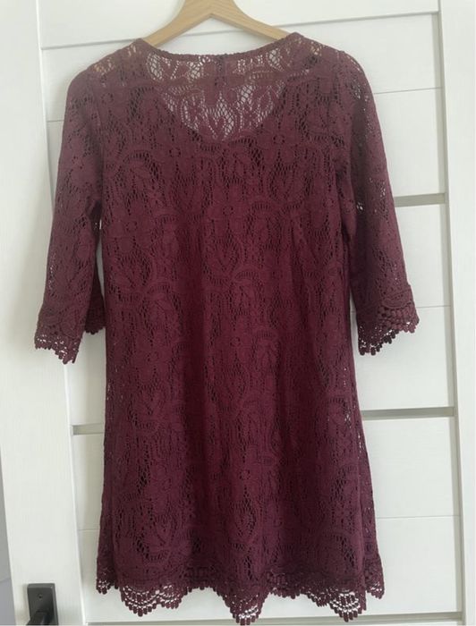 Мереживна сукня бургунді, марсала, H&M, вʼязана
