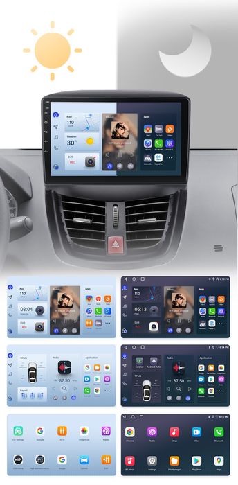 Rádio 9" android Peugeot 206+ e 207 de 2006 a 2015 CARPLAY GPS Novo
