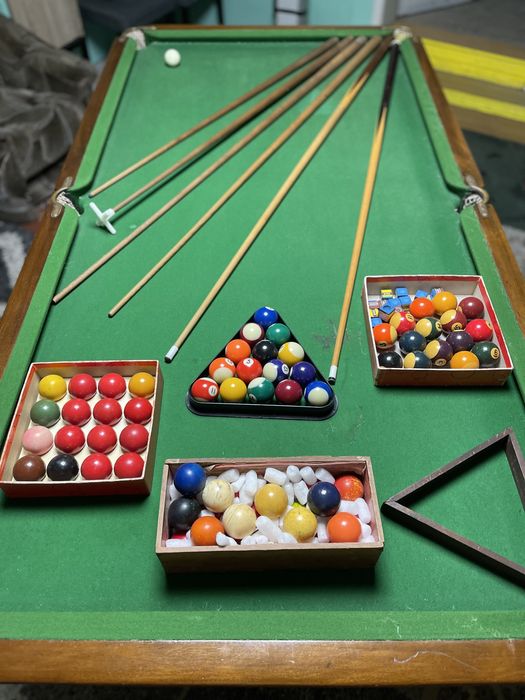 Stół bilardowy E.J. Riley Antyk  183x91,5 cm / kije i bile oryginalne