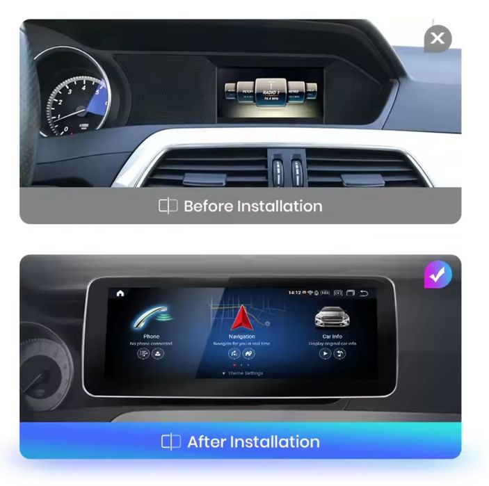 Rádio Android Mercedes W204 GLC Classe V 8/256GB Carplay GPS WiFi NOVO