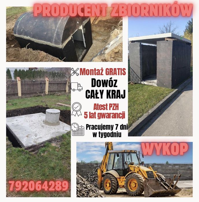 Zbiornik betonowy szambo betonowe z montażem 10m3  zbiornik deszczówkę