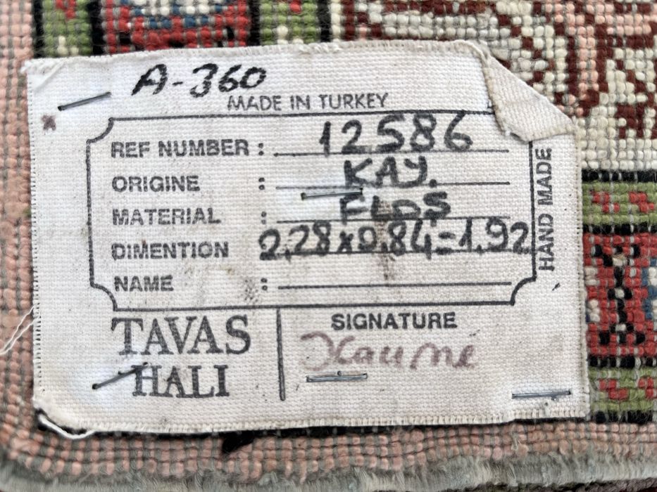 Cudny ręcznie tkany wełniany chodnik Kayseri 84x228cm
