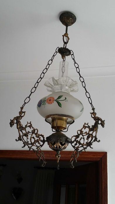 Abajur Candeeiro Vidro Floral pintado à Mão