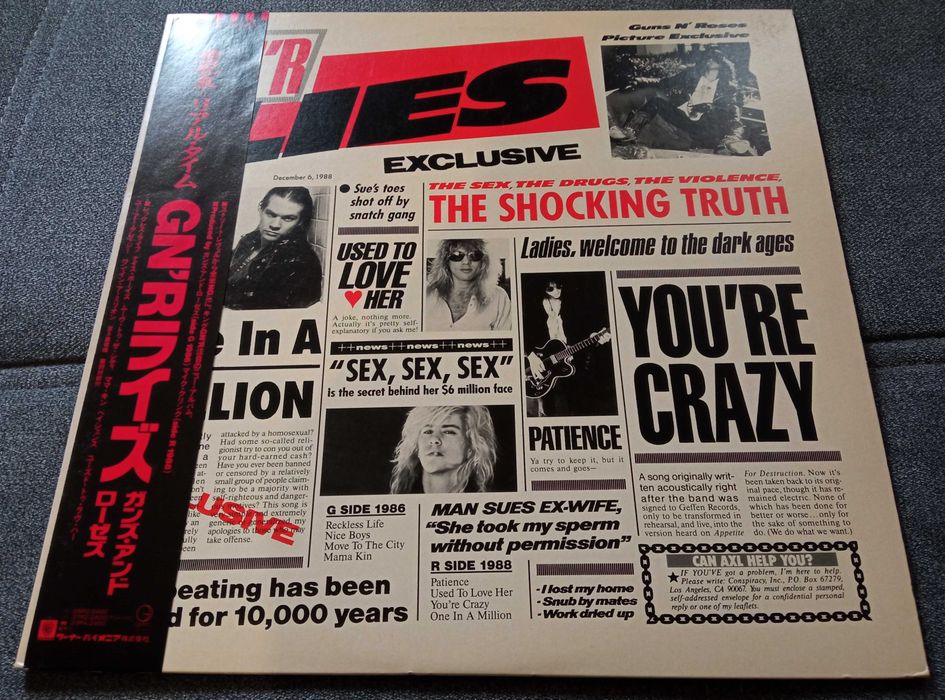 Guns N' Roses GN'R Lies winyl 1press 1988 Japan Obi Mega rzadki!