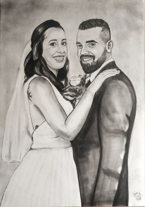 Retratos a carvão feitos à mão