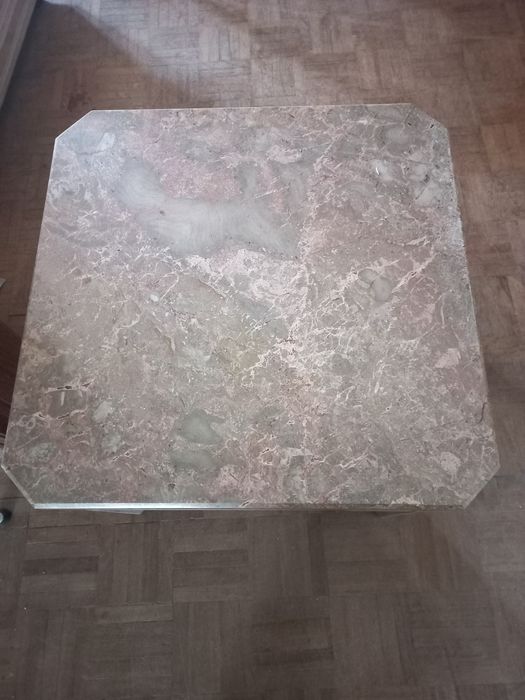 Conjunto de 2 mesas de sala em madeira maciça  e mármore