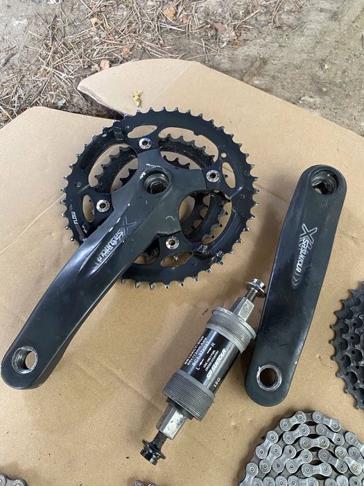 Napęd Shimano Deore 9rz pełny zestaw korba kaseta 2 łańcuchy bardzo dobry stan
