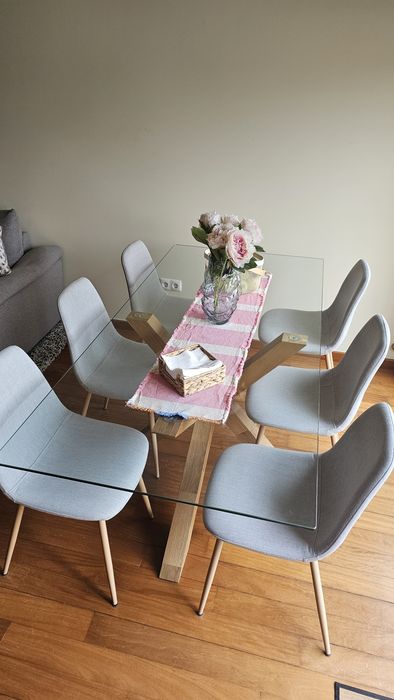 Mesa de jantar AGERBY 90x190 + 6 cadeiras