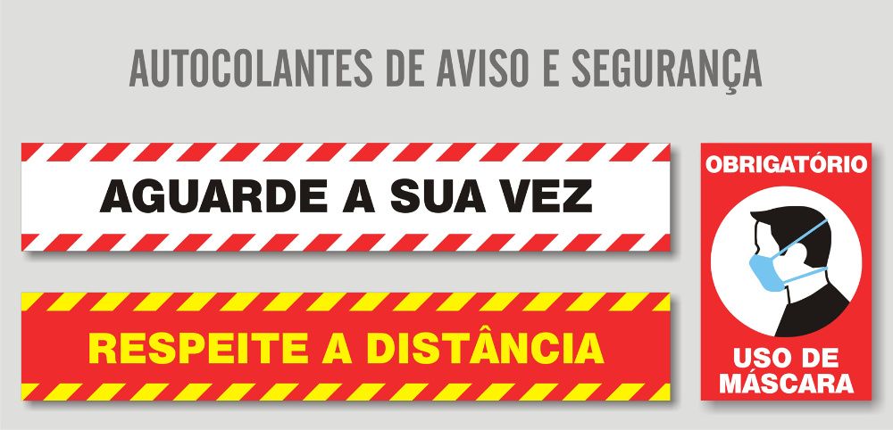 Autocolantes, Vinil Adesivos, Avisos, Covid 19, Distanciamento