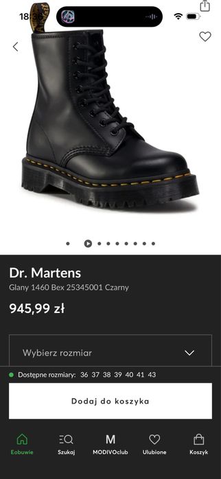 Dr Martens 1460 czarne rozmiar 43