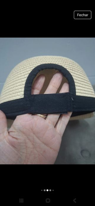 Boné de palha com velcro para mulher novo