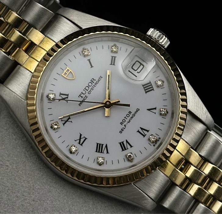 Tudor Prince Oysterdate 74033 White Roman Diamond Factory Dial