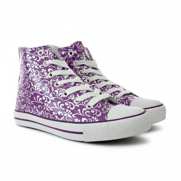 Damskie trampki wysokie fioletowe we wzory buty sportowe 6644 rozm. 37