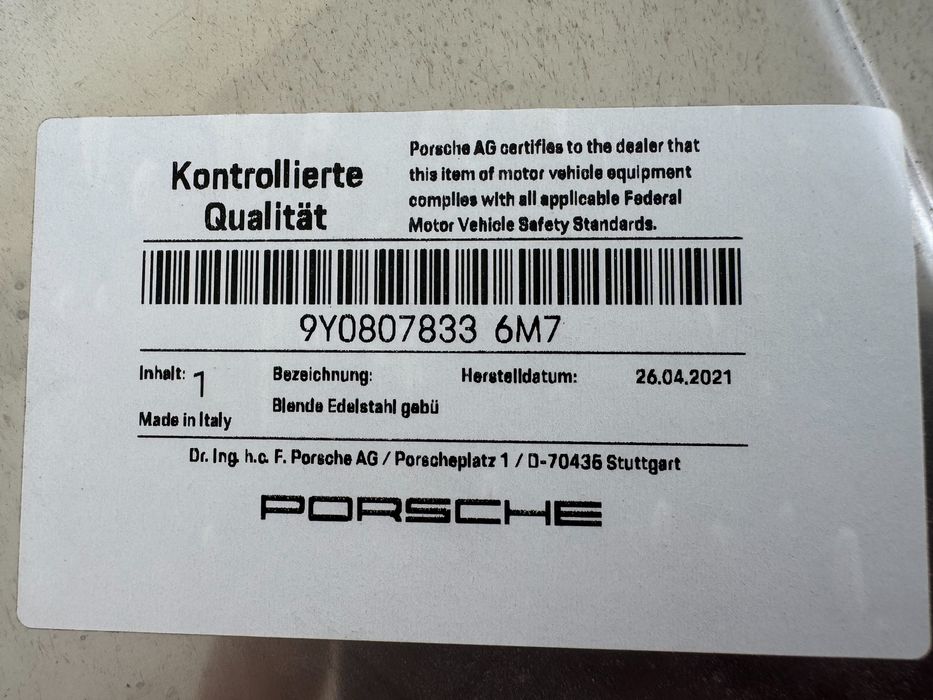 PORSCHE CAYENNE 9Y Spoiler Nakładka Zderzaka Przód Nowa Oem 9Y0807833