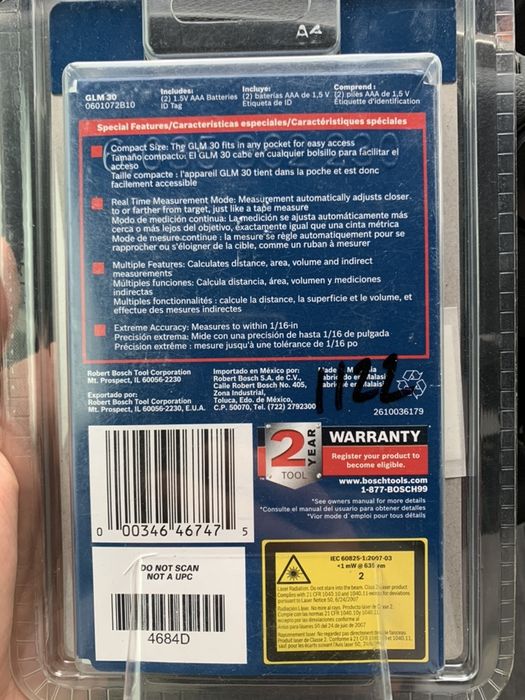 Лазерная рулетка Bosch GLM 15 из США дальномер (15-20м) новая