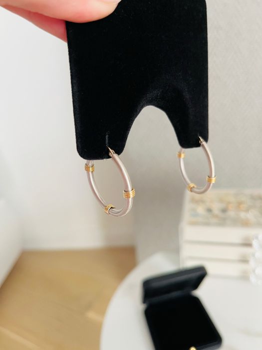 Нові золоті сережки 585 проби  біле матове золото