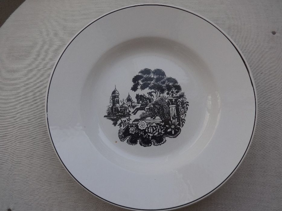 Prato fundo loiça branca Estilo Vintage