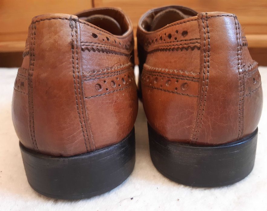 Portugalskie skórzane brązowe półbuty pantofle Zara Man, rozmiar 43