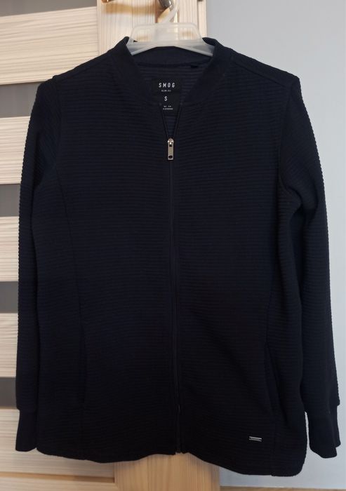 Bluza rozpinana granatowa S M Smog w prążki unisex