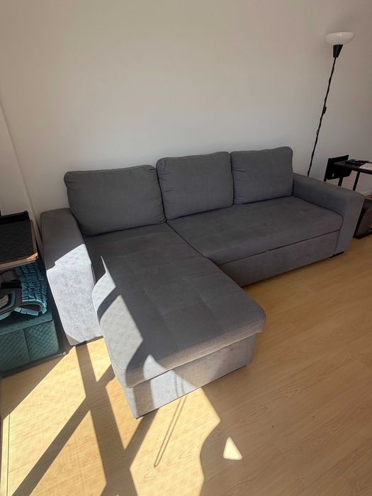 Sofá-cama 3 lugares com chaise longue