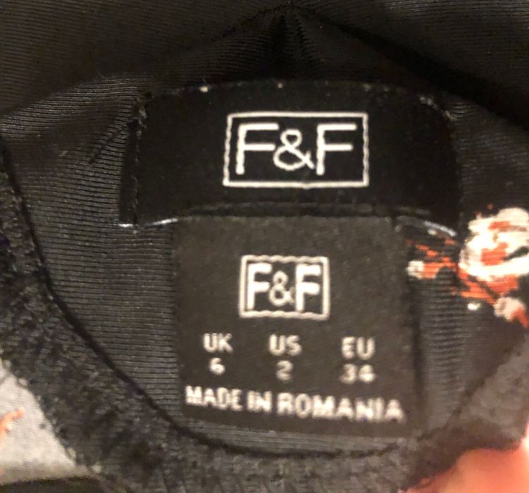 Sukienka F&F 34 czarna kwiaty