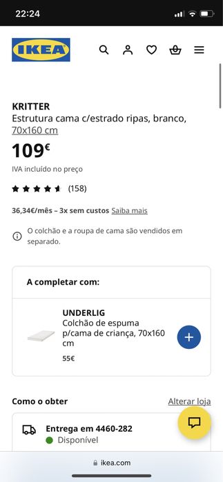 Cama Kritter criança com grade