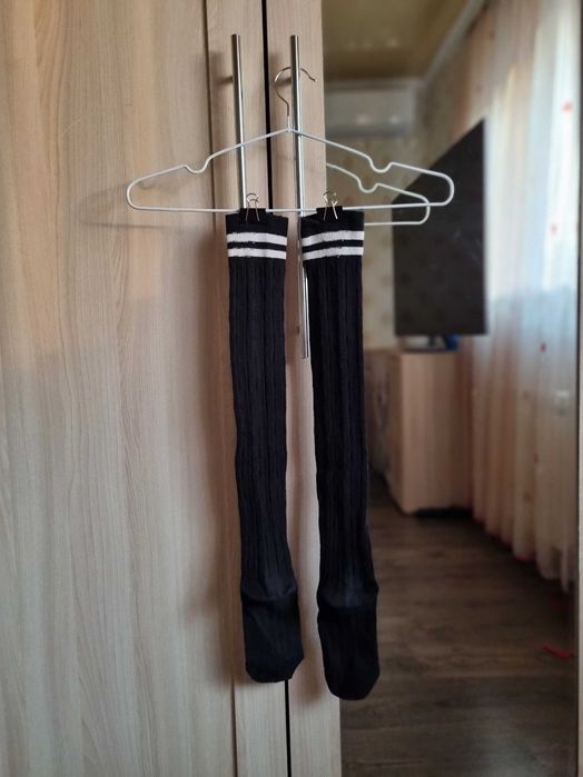 В’язані чорні гольфи з бавовни, стопа 19-25 см