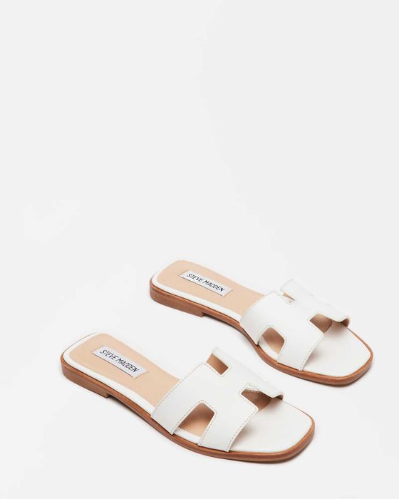 Шльопанці Steve Madden Hadyn White +Cognac Leather різні розміри