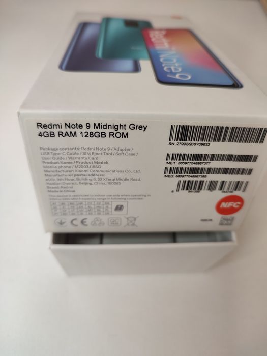 Xiaomi redmi note 9, 4/128Gb, NFC