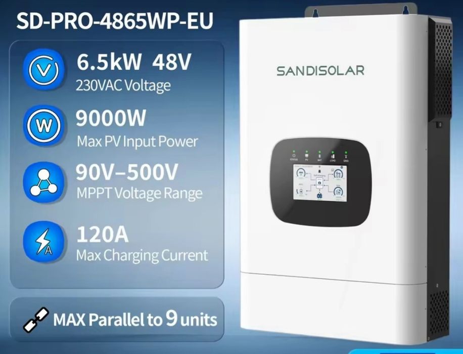 Nowy Falownik inwerter Sandisolar SD-PRO-EU 4865WP EU 6,5KW  hybrydowy OffGrid 48V offgrid  jak DEYE
