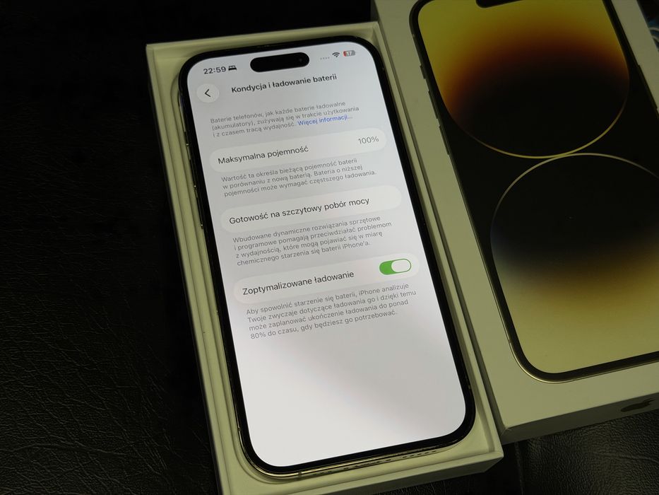 [128GB, 100%, 120HZ] iPhone 14 pro - ZLOTY. Opis!