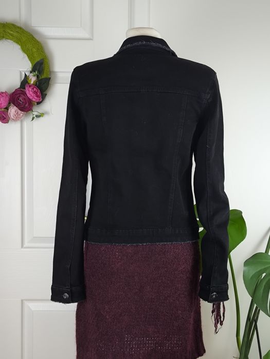 Bershka kurtka jeansowa katana styl vintage czarna bawełna cotton L