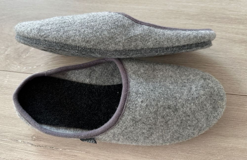 Pantofle damskie filcowe szare, podeszwa filcowa, ciepłe, rozmiar 37