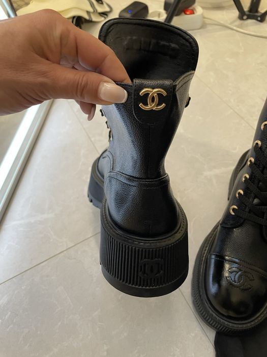 Chanel botki czarne trapery workery 38
