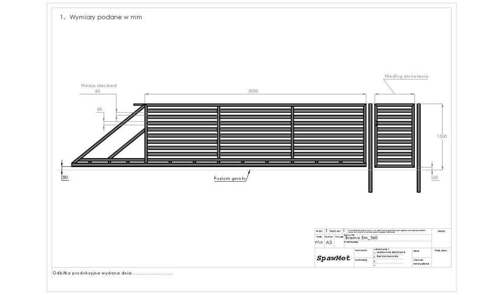 Brama przesuwna 4m/5m NOWOCZESNA poziome profile PRODUCENT