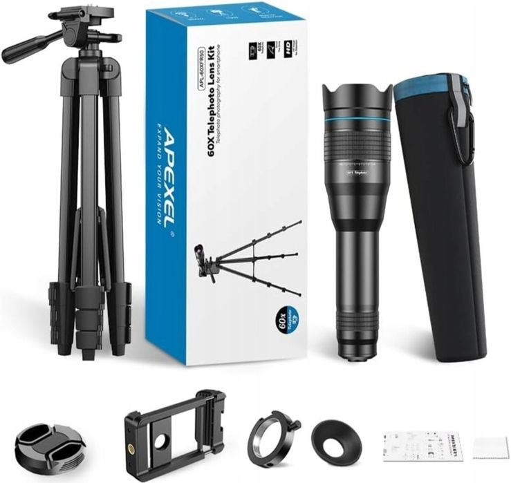APEXEL 4K HD 60X teleobiektyw teleskop stojak klips do telefonu