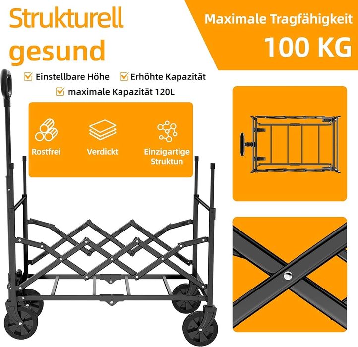 RYGEO Składany wózek transportowy 70/120L