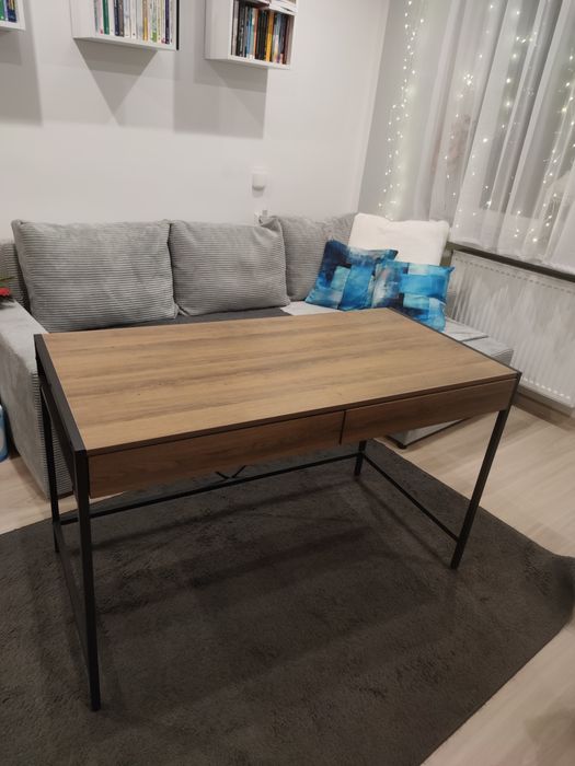 Nowoczesne biurko Loft  industrialne dąb orzech 123/60 Stan idealny!