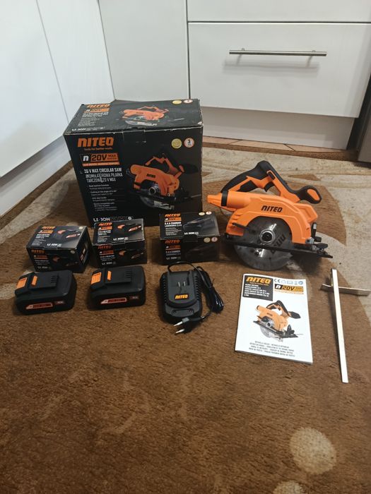 Nowa nieużywana akumulatorowa pilarka tarczowa Niteo 20V Max + 2 akumulatory 4 Ah+ ładowarka