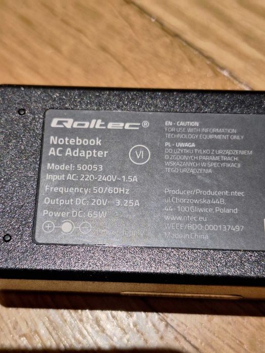 Zasilacz do laptopa Lenovo - 20V 3,25A 65W - z kablem