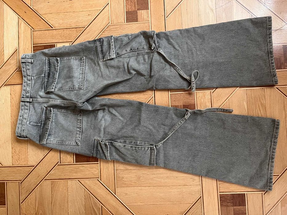 Жіночі карго джинси zara 34 розмір xs-s з кишенями широкі сірі