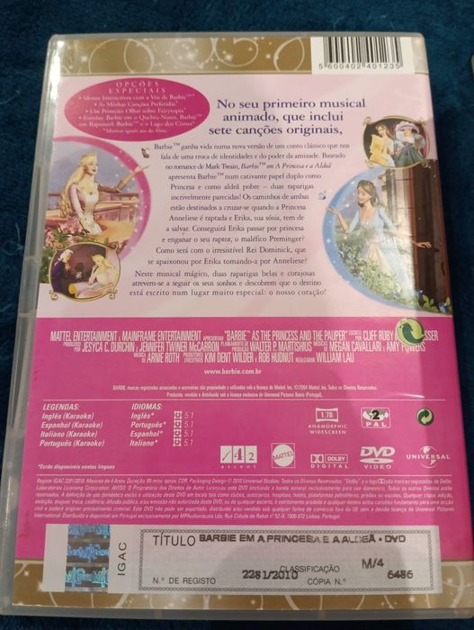 DVD Barbie em a princesa e a aldeã