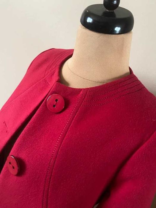 Neon roz plaszczyk krotki fuksja s m welna wool 36 38 wiosna