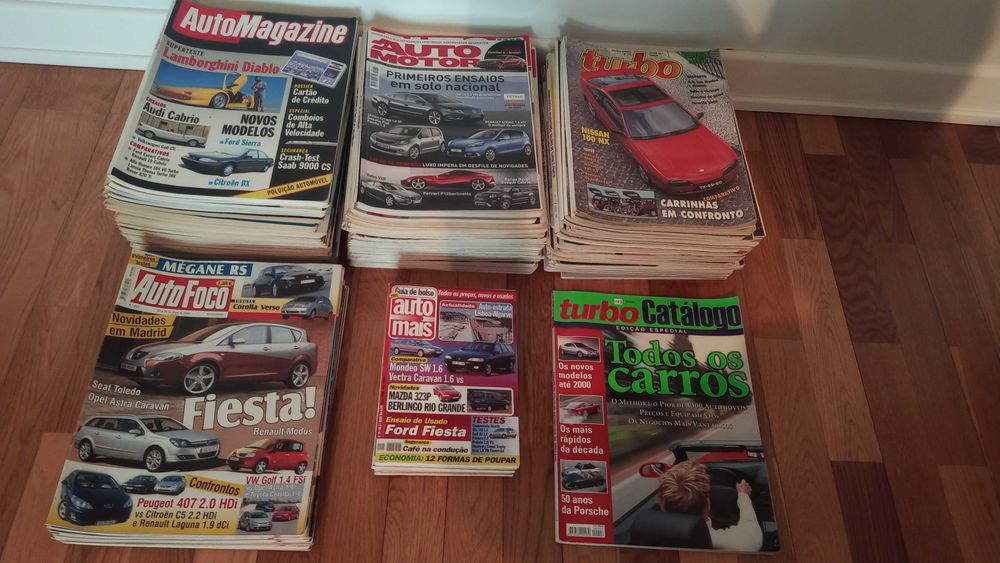 Revistas de automóveis (Turbo, Auto Magazine, etc.)