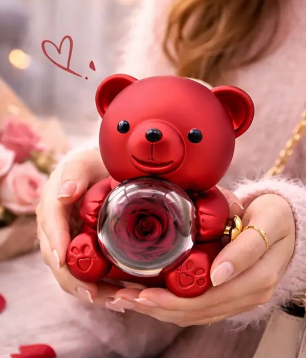 Мишка-коробка для украшения с мыльной розой, подарок