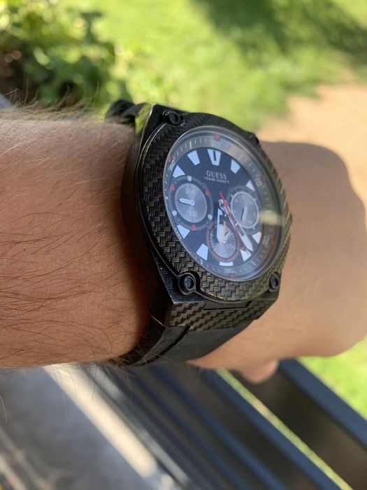 Powystawowy Zegarek Guess W1048G2 Carbon/Red/Gumowy Pasek/Gw/Wys!