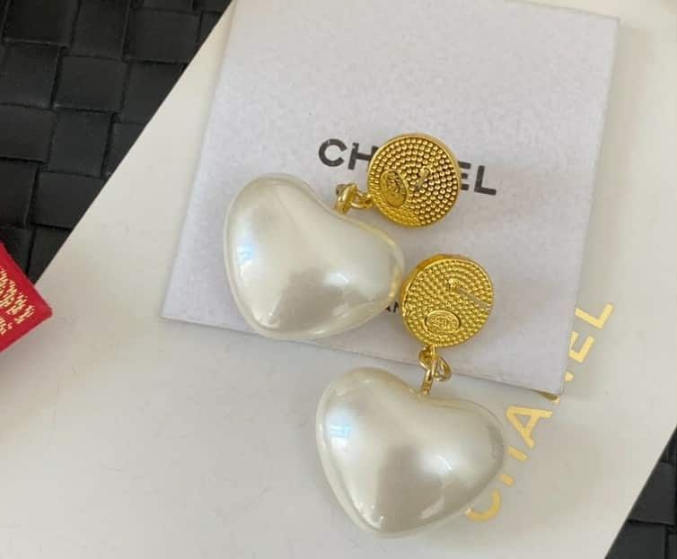 Przepiękne, wiszące kolczyki cc serca, wybita pieczątka. Cudo lv ysl